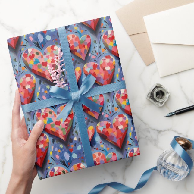 Niedlich Moderne, farbenfrohe Valentinische Liebe  Geschenkpapier (Schenken)