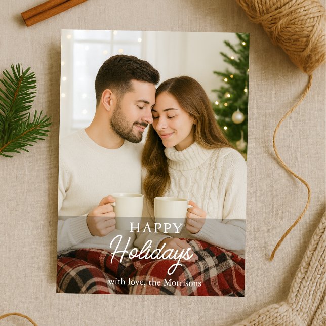 Niedlich Moderne Foto Happy Holidays Holiday Card Einladung (Von Creator hochgeladen)