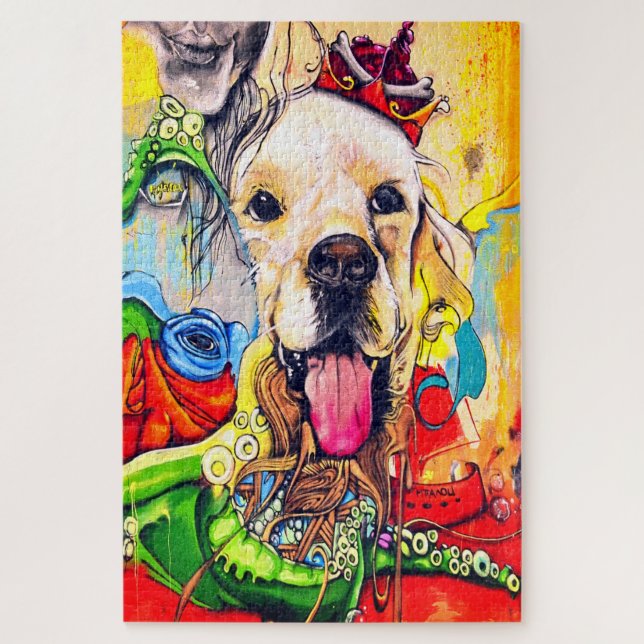 Niedlich Moderne Goldene Retriever Street Art (Vertikal)