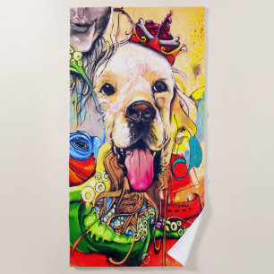 Niedlich Moderne Goldene Retriever Street Art Strandtuch