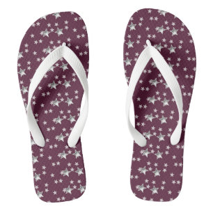 Niedlich Moderne Graue und Burgund Stilvolle Stars Flip Flops