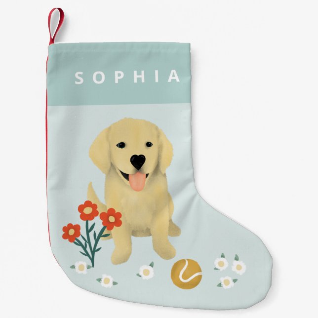 Niedlich Moderne Haustiere Golden Retriever Hund Kleiner Weihnachtsstrumpf (Vorderseite)