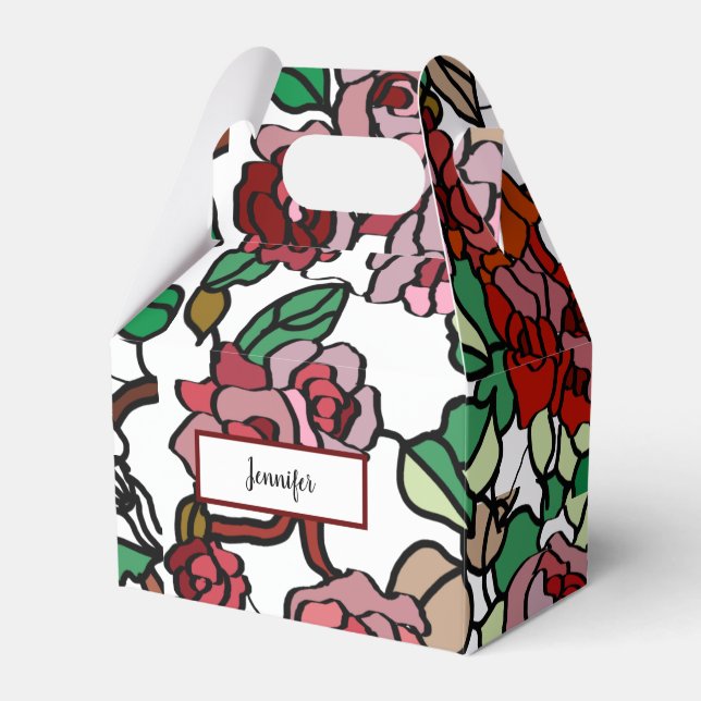 Niedlich Moderne, helle rote Blume Geschenkschachtel (Vorderseite)