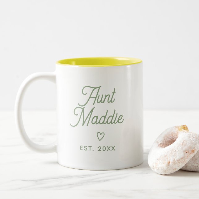 Niedlich-Moderne Kinderkündigung Tante Pregnancy Zweifarbige Tasse (Mit Donut)