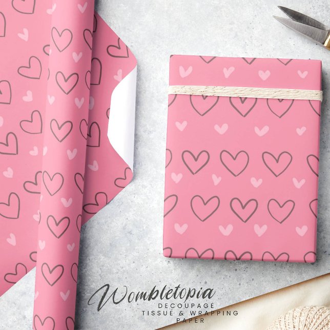 Niedlich Moderne rosa Liebe Herz Geschenkpapier (Von Creator hochgeladen)
