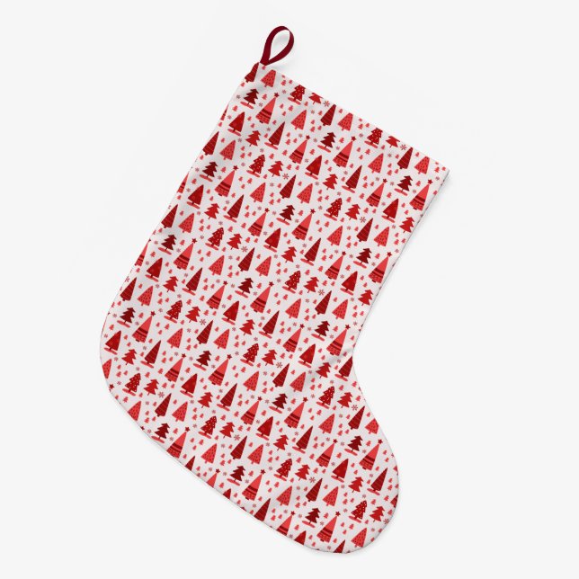 Niedlich Moderner Minimalistischer Weihnachtsbaum Großer Weihnachtsstrumpf (Vorderansicht (hängend))