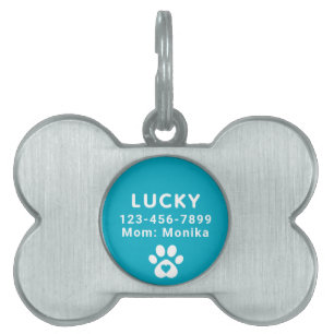 Niedlich Moderner Personalisierter Hund Name Blue  Tiermarke