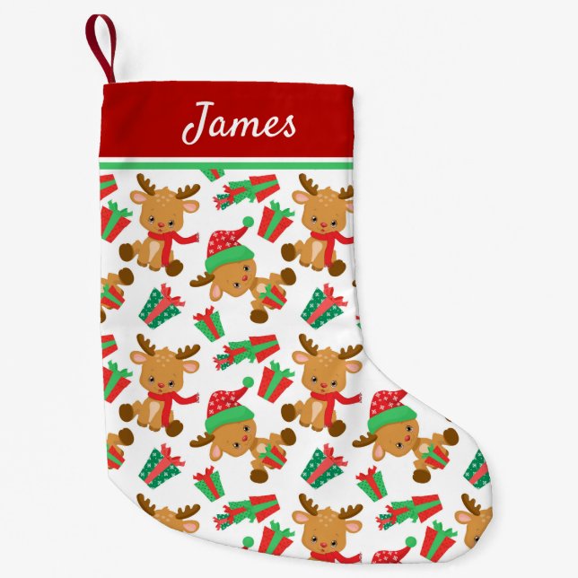 Niedlich Moderner Weihnachtsmann Personalisierter  Kleiner Weihnachtsstrumpf (Vorderseite)