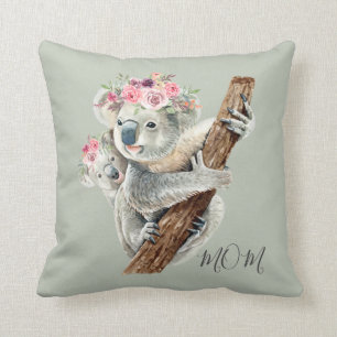 Niedlich Modernes Aquarell Floral Koala Personalis Kissen