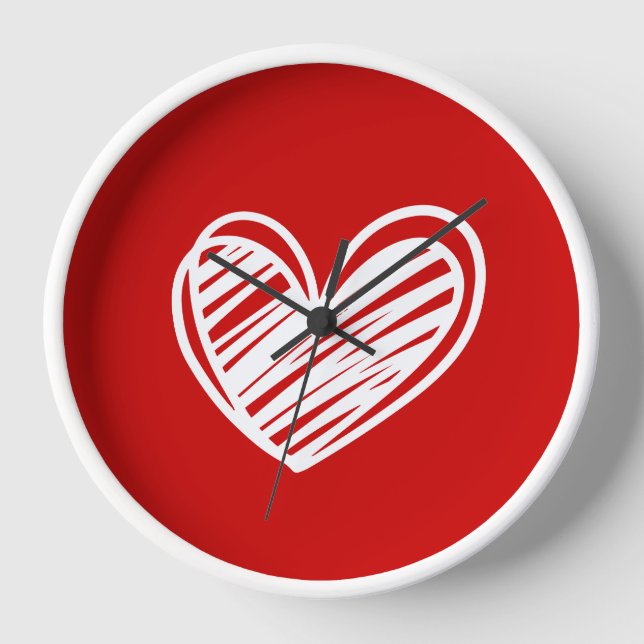 Niedlich Modernes, einzigartiges Rotes Herz Elegan Uhr (Vorderseite)