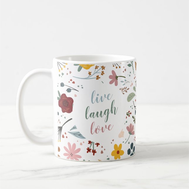 Niedlich Modernes, florales Live-Lachen Liebe Pers Kaffeetasse (Links)