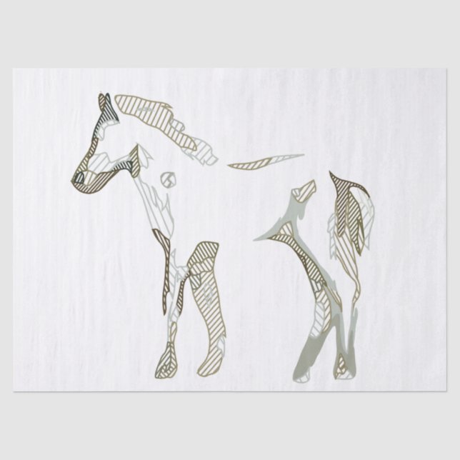 Niedlich Modernes Foal Pferd Zeichnend Minimales K Seidenpapier (Vorderseite)