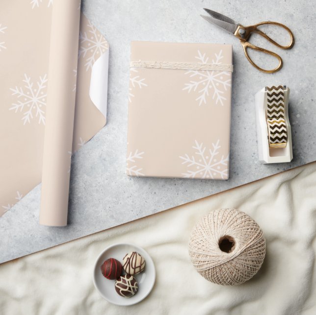 Niedlich Modernes Muster der Schneeflocken, weiß r Geschenkpapier (Basteln)