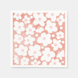 Niedlich Modernes Retro Rosa Daisy Floral Serviette