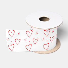 Niedlich Modernes Rot und Weiß XOXO Herz Valentine Satinband