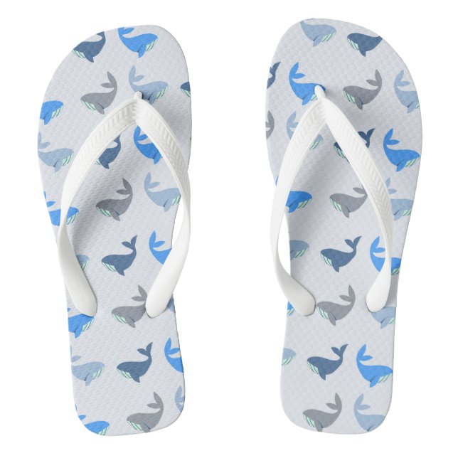 Niedlich Modernes Whale Illustriertes Muster Blau Flip Flops (Fußbett)