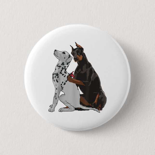 Niedlich modischer Doberman Tattooing Dalmatiner H Button (Vorderseite)