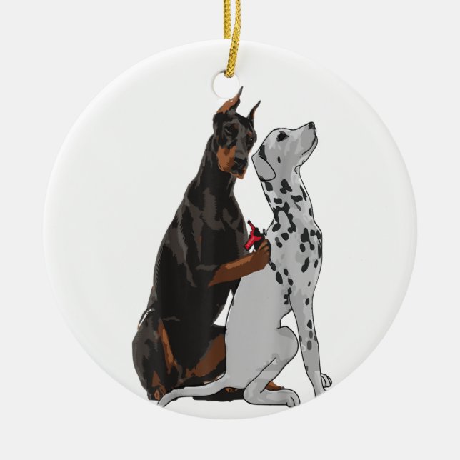 Niedlich modischer Doberman Tattooing Dalmatiner H Keramik Ornament (Vorne)