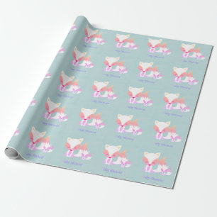 Niedlich Momma Fox und Baby Fox Babydusche Geschenkpapier