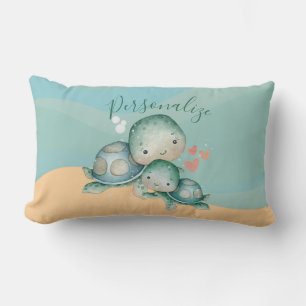 Niedlich Mommy Baby Sea Turtle Green personalisier Lendenkissen