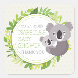 Niedlich Mommy Koala & Baby Koala Babydusche Quadratischer Aufkleber