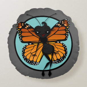 NIEDLICH MONARCH BUTTERFLY LADY ROUND DURCH PILLOW RUNDES KISSEN