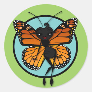 NIEDLICH MONARCH BUTTERFLY LADY ROUND MATTE STICKE RUNDER AUFKLEBER