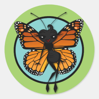 NIEDLICH MONARCH BUTTERFLY LADY ROUND MATTE STICKE RUNDER AUFKLEBER