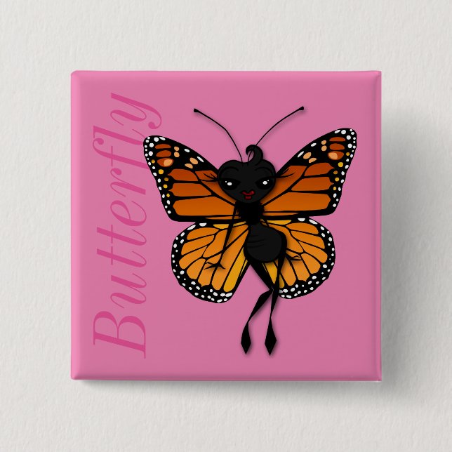 NIEDLICH MONARCH BUTTERFLY LADY SQUARE BUTTON (Vorderseite)