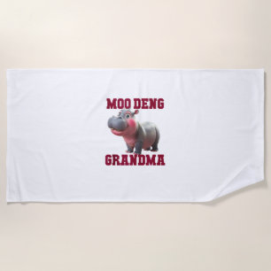 Niedlich MOO DENG GRANDMA Baby Hippo Granny Teache Strandtuch