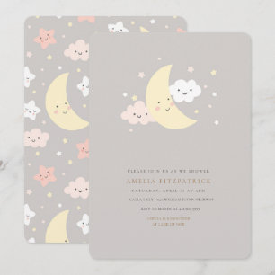 Niedlich Moon und Star Baby Dusche Einladung