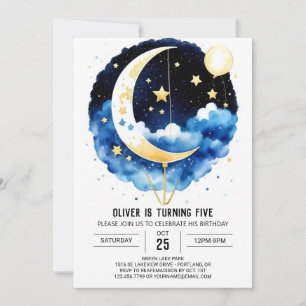 Niedlich Moonlit Sky Feier Geburtstag Einladung