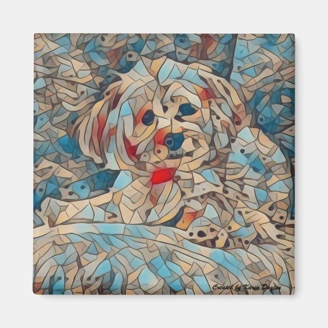 Niedlich Morkie Magnet von Kupfer (Vorne)