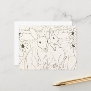 Niedlich Mother Baby Bunny Rabbits Postkarte