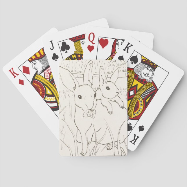Niedlich Mother Baby Bunny Rabbits Spielkarten (Rückseite)