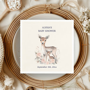 Niedlich Mother Baby Deer Baby Girl Dusche Napkins Serviette