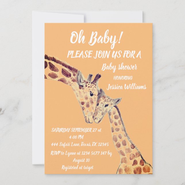 Niedlich Mother Baby Giraffe Safari Boho Animals I Einladung (Vorderseite)
