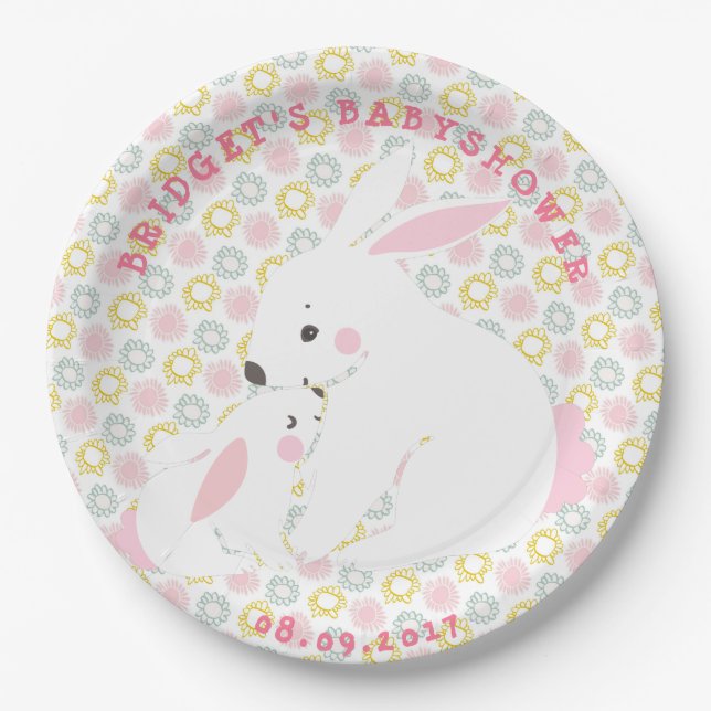Niedlich Mother & Baby Girl Bunny Paper Teller (Vorderseite)