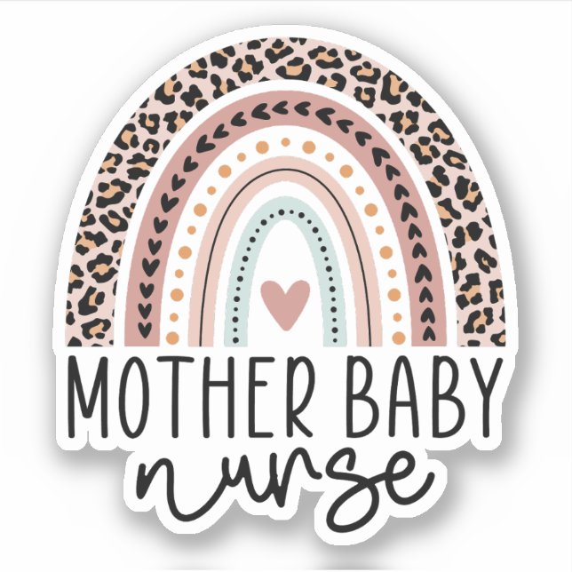Niedlich Mother Baby Nurse Leopard Rainbow Aufkleber (Vorderseite)