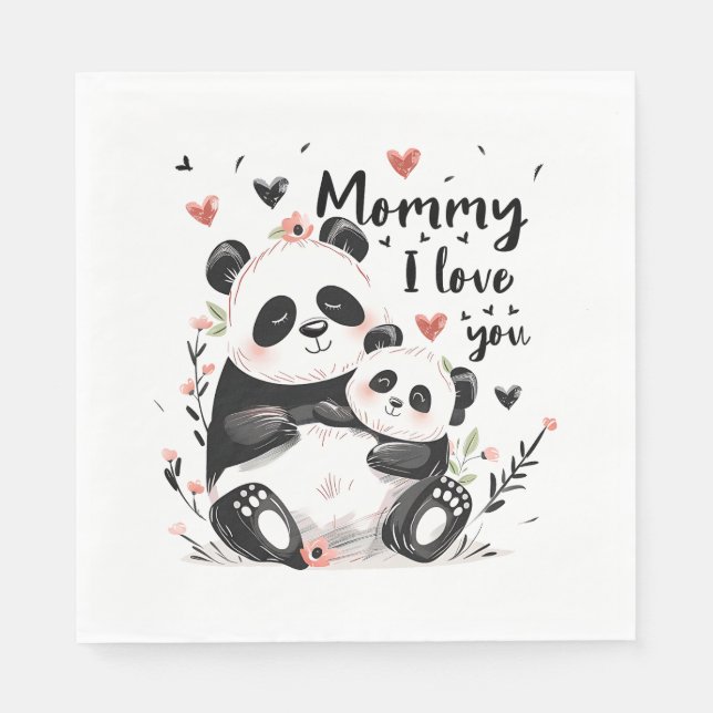 Niedlich Mother Baby Panda Serviette (Vorderseite)