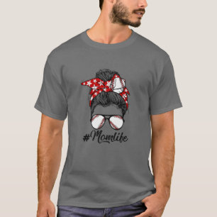 Niedlich Mother Day Messy Bun Baseball Mama Mommy  T-Shirt