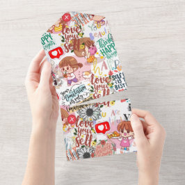 Niedlich Motivierend - Positives Zitat Kawaii All In One Einladung