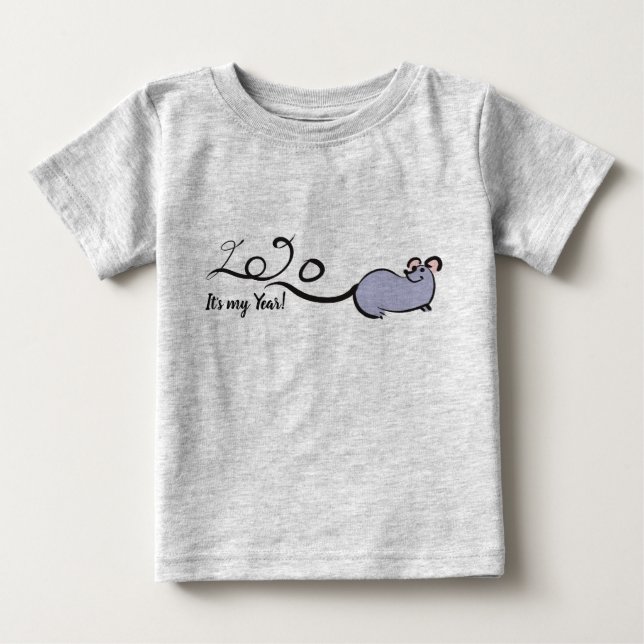 Niedlich Mouse Cartoon Lunar Rat Neujahr 2020 Baby Baby T-shirt (Vorderseite)