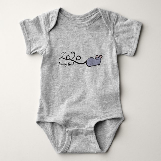 Niedlich Mouse Cartoon Rat Neujahr 2020 Bodysuit 2 Baby Strampler (Vorderseite)