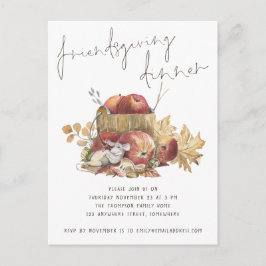 Niedlich Mouse Friendsgiving Dinner einladen Postk Einladungspostkarte