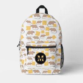 Niedlich Mouse Rodent Eating Cheese Pattern School Bedruckter Rucksack