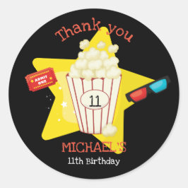 Niedlich Movie Night Birthday Party Popcorn 3D Bri Runder Aufkleber