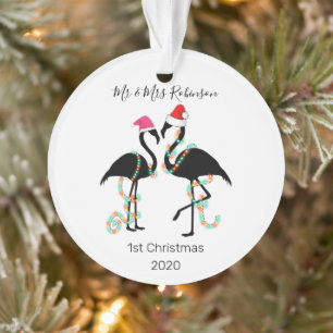 Niedlich Mr. & Mrs. Flamingo 1. Weihnachtsbaum Ornament