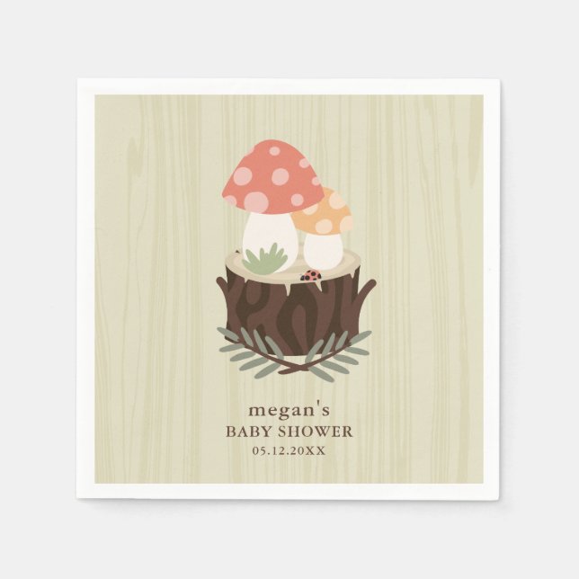 Niedlich Mushroom Baby Dusche Napkin Serviette (Vorderseite)