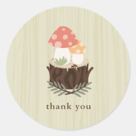 Niedlich Mushroom Baby Dusche Vielen Dank Runder Aufkleber